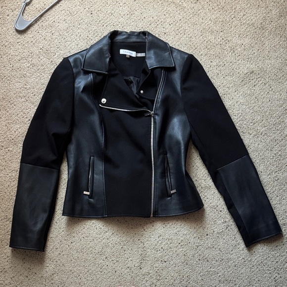 Calvin Klein Black Leather Women's Jacket - Picture 1 of 4